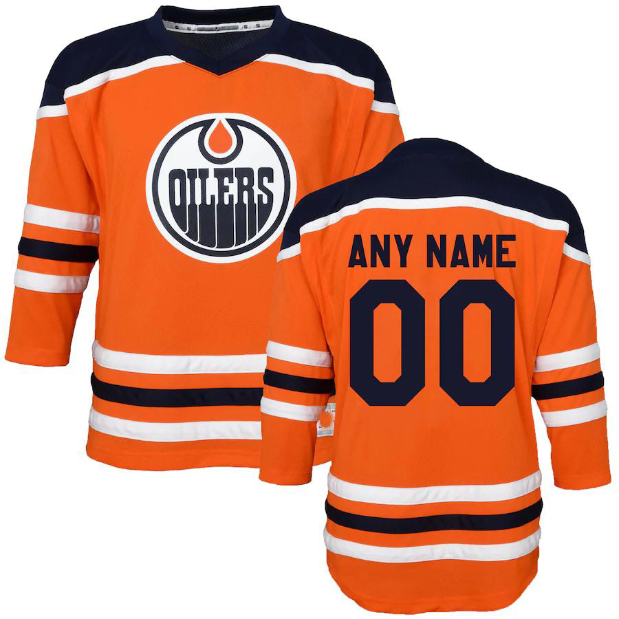 Custom E.Oilers Toddler Home Replica Orange Jersey Stitched American Hockey Jerseys CROVYIE