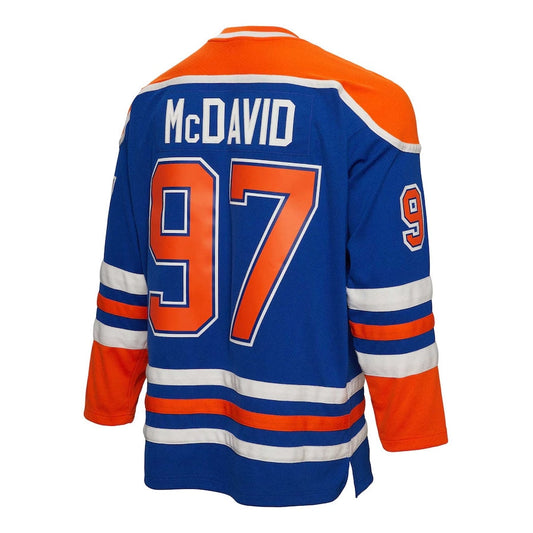 E.Oilers #97 Connor McDavid Mitchell & Ness 2015-16 Blue Line Player Jersey - Blue American Hockey Jerseys CROVYIE