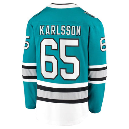 SJ.Sharks #65 Erik Karlsson Fanatics Branded 30th Anniversary Premier Breakaway Player Jersey  Teal Stitched American Hockey Jerseys CROVYIE
