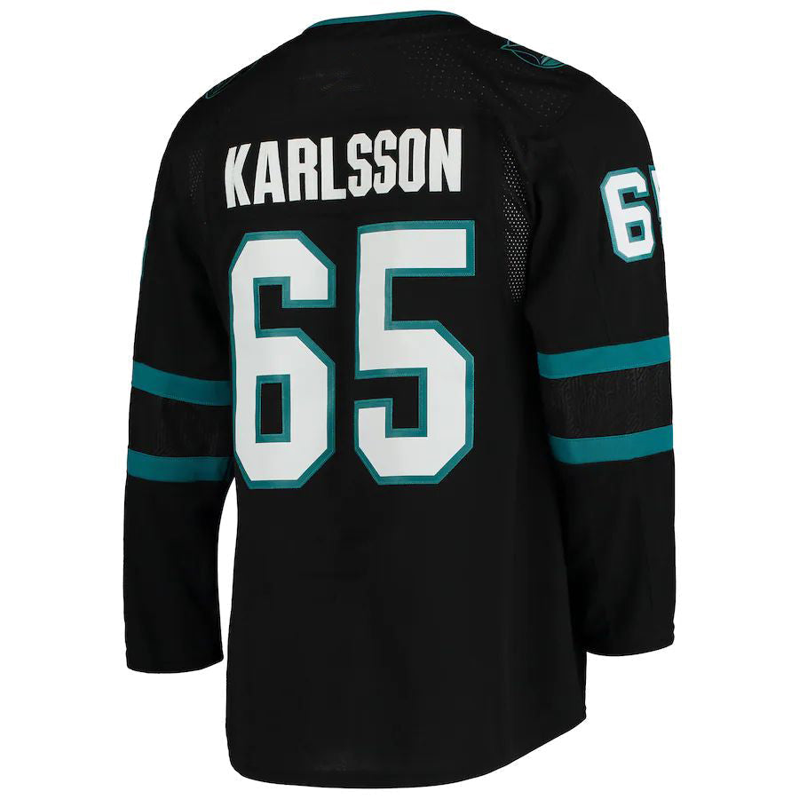 SJ.Sharks #65 Erik Karlsson Alternate Authentic Player Jersey Black Stitched American Hockey Jerseys CROVYIE