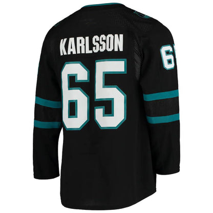 SJ.Sharks #65 Erik Karlsson Alternate Authentic Player Jersey Black Stitched American Hockey Jerseys CROVYIE