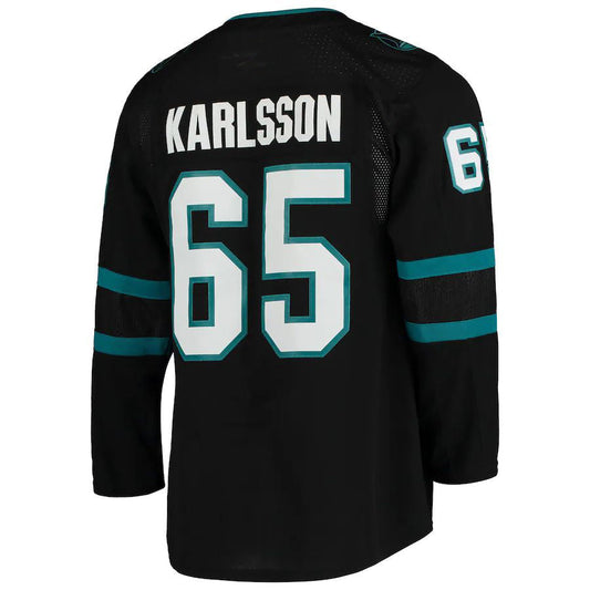 SJ.Sharks #65 Erik Karlsson Alternate Authentic Player Jersey Black Stitched American Hockey Jerseys CROVYIE