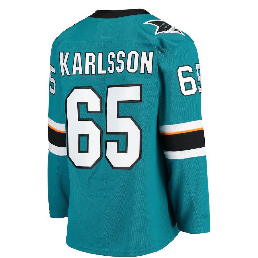 SJ.Sharks #65 Erik Karlsson Home Authentic Team Player Jersey Teal Stitched American Hockey Jerseys CROVYIE