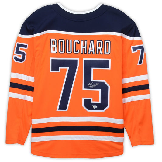 E.Oilers #75 Evan Bouchard Fanatics Authentic Autographed Breakaway Jersey Orange Stitched American Hockey Jerseys CROVYIE