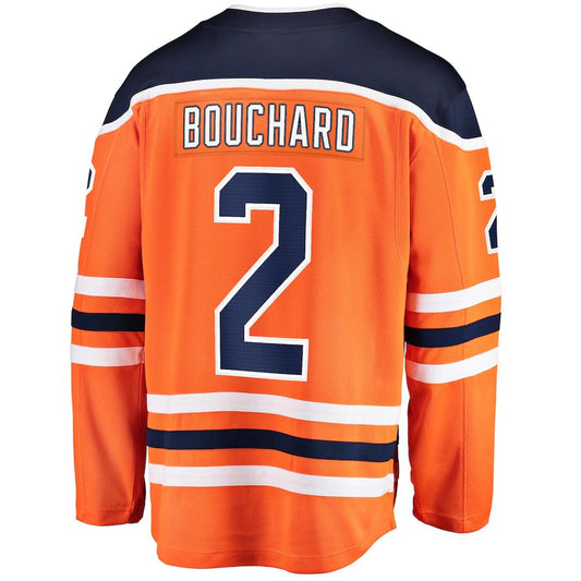 E.Oilers #2 Evan Bouchard Fanatics Branded Home Breakaway Jersey Orange Stitched American Hockey Jerseys CROVYIE