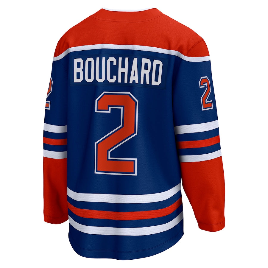 E.Oilers #2 Evan Bouchard Fanatics Branded Home Breakaway Player Jersey Royal Stitched American Hockey Jerseys CROVYIE
