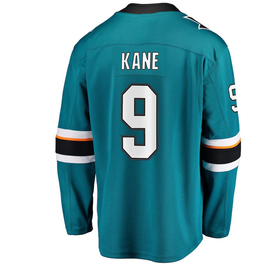 SJ.Sharks #9 Evander Kane Fanatics Branded Premier Breakaway Player Jersey Teal Stitched American Hockey Jerseys CROVYIE