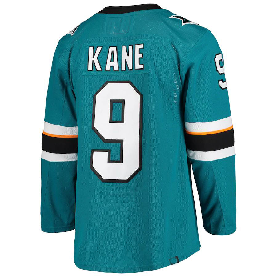 SJ.Sharks #9 Evander Kane Home Authentic Pro Player Jersey Teal Stitched American Hockey Jerseys CROVYIE