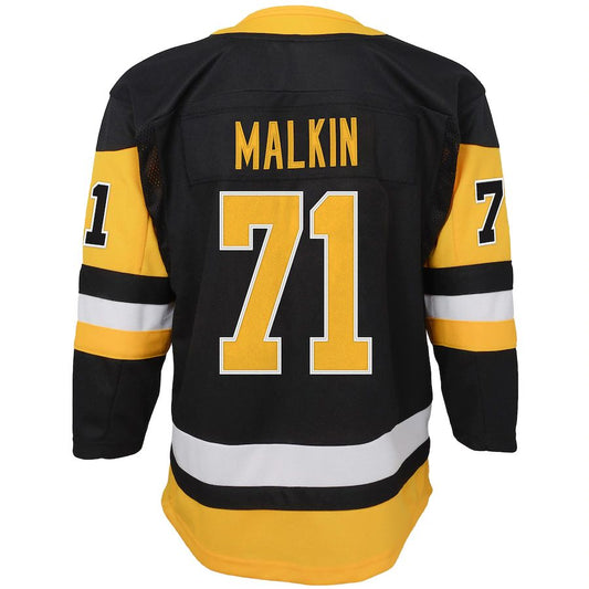 P.Penguins #71 Evgeni Malkin Home Premier Player Jersey Black Stitched American Hockey Jerseys CROVYIE