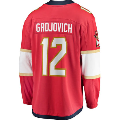 F.Panthers #12 Jonah Gadjovich Fanatics Premier Breakaway Player Jersey - Red Stitched American Hockey Jerseys CROVYIE