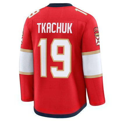 F.Panthers #19 Matthew Tkachuk Fanatics Home Premium Jersey - Red Stitched American Hockey Jerseys CROVYIE