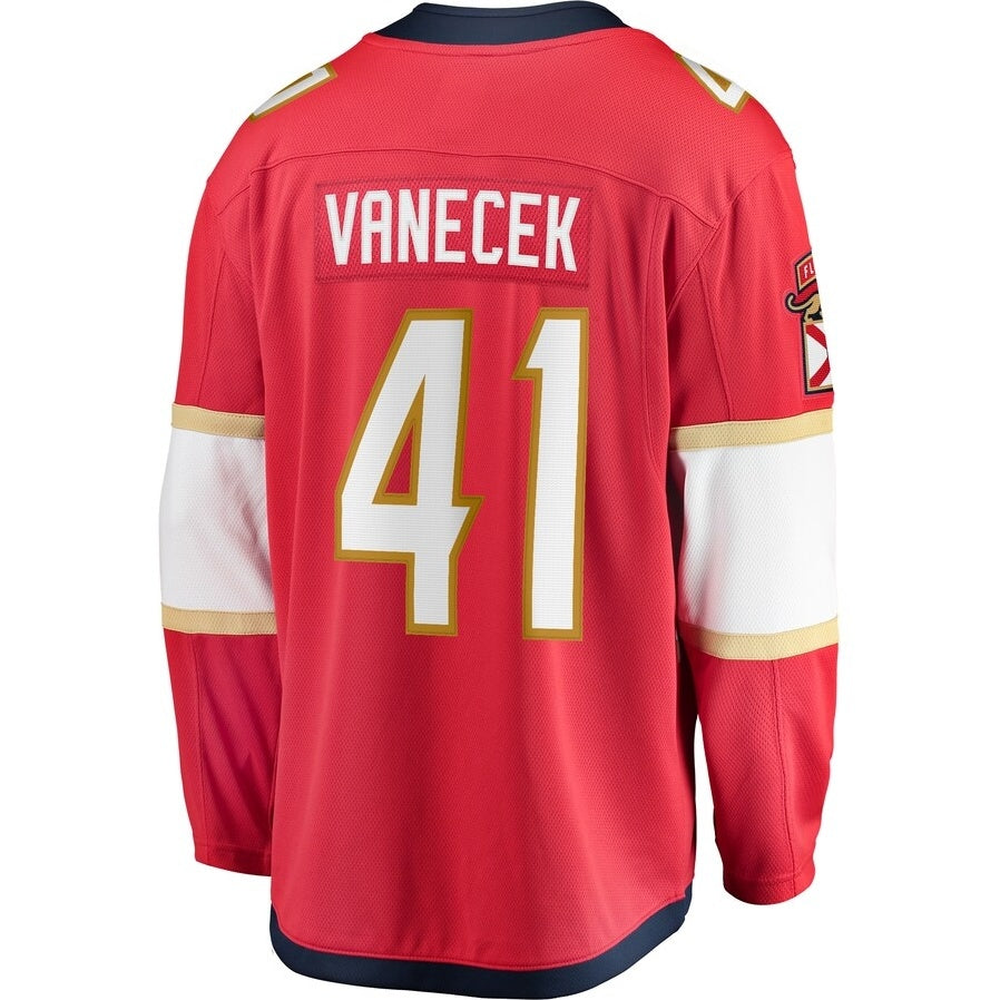 F.Panthers #41 Vitek Vanecek Fanatics Home Breakaway Jersey - Red Stitched American Hockey Jerseys CROVYIE