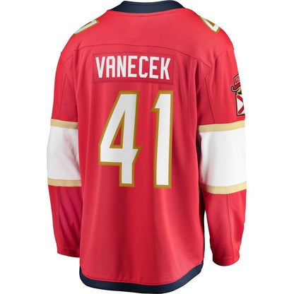 F.Panthers #41 Vitek Vanecek Fanatics Home Breakaway Jersey - Red Stitched American Hockey Jerseys CROVYIE