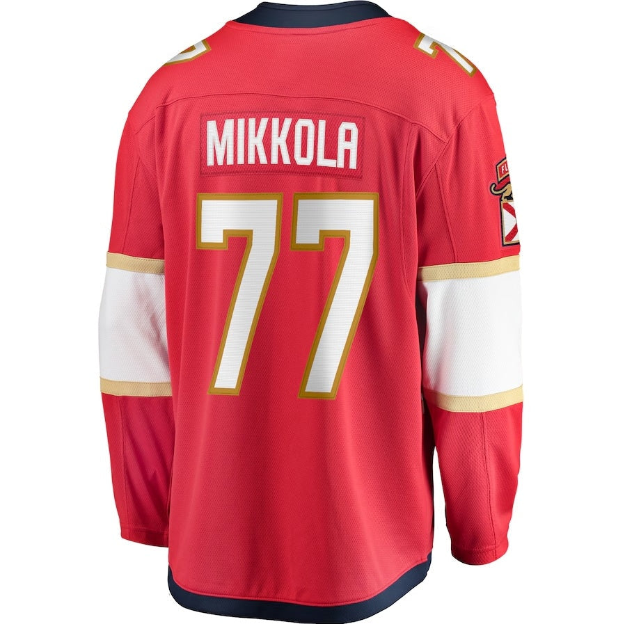 F.Panthers #77 Niko Mikkola Fanatics Premier Breakaway Player Jersey - Red Stitched American Hockey Jerseys CROVYIE