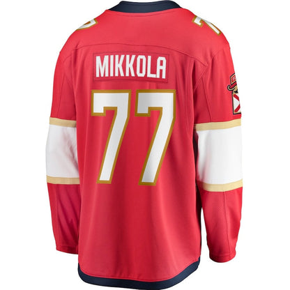 F.Panthers #77 Niko Mikkola Fanatics Premier Breakaway Player Jersey - Red Stitched American Hockey Jerseys CROVYIE