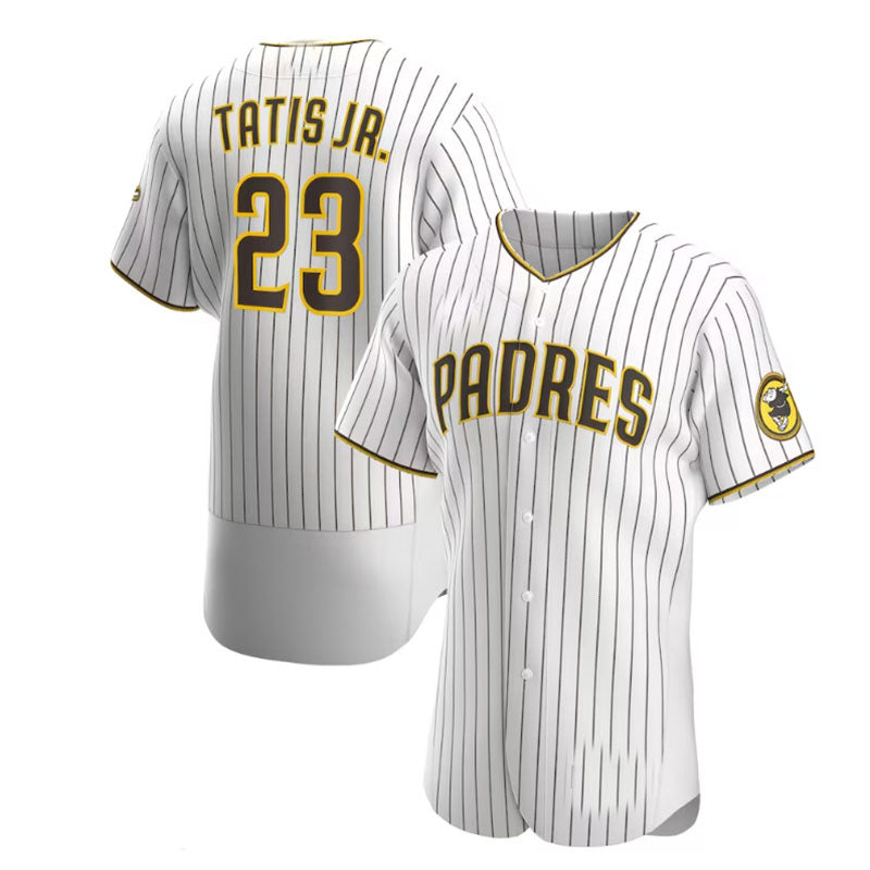 San Diego Padres #23 Fernando Tat¡§as Jr. Home Authentic Player Jersey - White Brown Baseball Jerseys