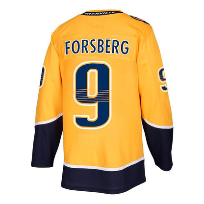 N.Predators #9 Filip Forsberg Authentic Player Jersey Gold Stitched American Hockey Jerseys CROVYIE