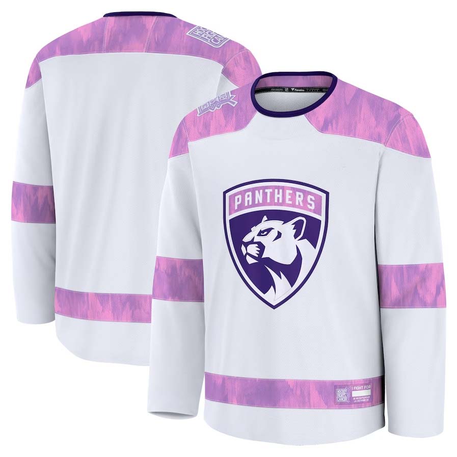 F.Panthers Fanatics 2024 Hockey Fights Cancer Practice Jersey - White Stitched American Hockey Jerseys CROVYIE