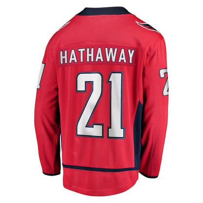 W.Capitals #21 Garnet Hathaway Fanatics Branded Replica Player Jersey  Red Stitched American Hockey Jerseys CROVYIE