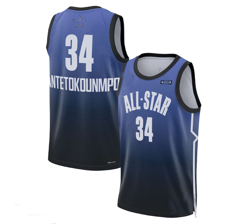 #34 Giannis Antetokounmpo 2023 All-Star Game Swingman Jersey - Blue Stitched American Basketball Jersey