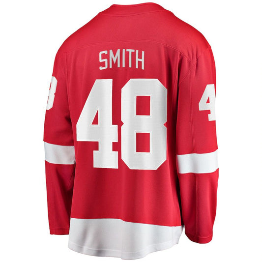 D.Red Wings #48 Givani Smith Fanatics Branded Home Breakaway Player Jersey Red Stitched American Hockey Jerseys CROVYIE