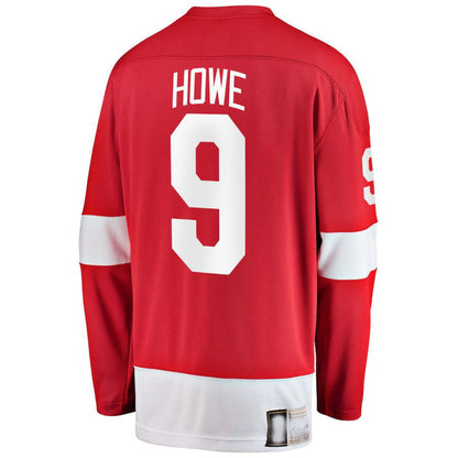 D.Red Wings #9 Gordie Howe Fanatics Branded Premier Breakaway Retired Player Jersey  Red Stitched American Hockey Jerseys CROVYIE