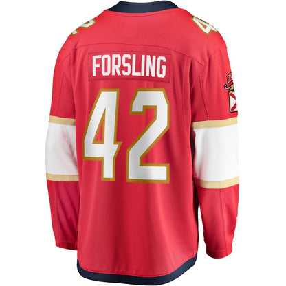 F.Panthers #42 Gustav Forsling Fanatics Branded Home Breakaway Player Jersey Red Stitched American Hockey Jerseys CROVYIE