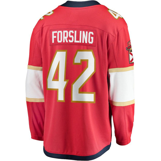F.Panthers #42 Gustav Forsling Fanatics Branded Home Breakaway Player Jersey Red Stitched American Hockey Jerseys CROVYIE