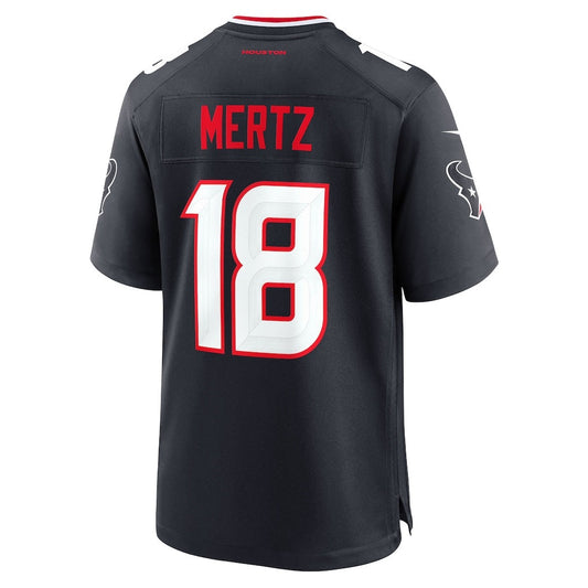 H.Texans #18 Graham Mertz Navy Team Game American Football Jersey