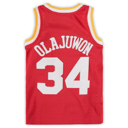 H.Rockets #34 Hakeem Olajuwon Mitchell & Ness Preschool Hardwood Classics Throwback Team Jersey Red Stitched American Basketball Jersey