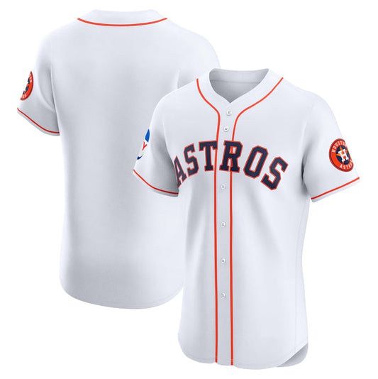 Houston Astros Home Elite Patch Jersey - White Stitched Baseball Jersey