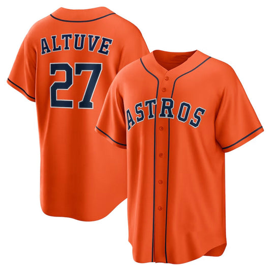 Houston Astros #27 Jose Altuve Alternate Replica Player Name Jersey - Orange Stitched Baseball Jersey