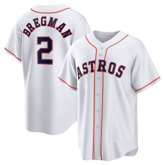 Houston Astros #2 Alex Bregman Home Replica Player Name Jersey - White Stitched Baseball Jersey