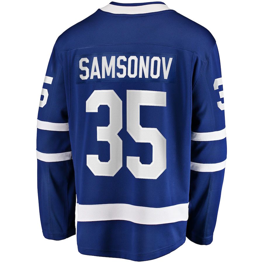 T.Maple Leafs #35 Ilya Samsonov Fanatics Branded Home Breakaway Player Jersey Blue Stitched American Hockey Jerseys CROVYIE