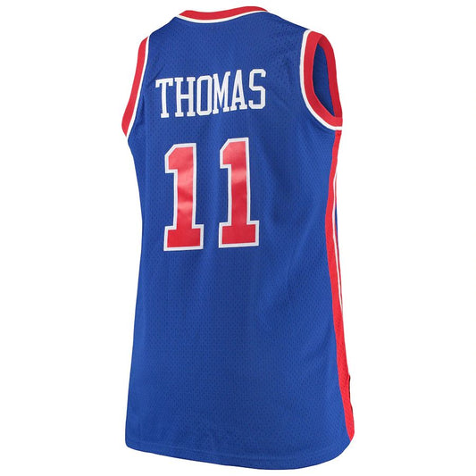 D.Pistons #11 Isaiah Thomas Mitchell & Ness Big & Tall Hardwood Classics Jersey Royal Stitched American Basketball Jersey