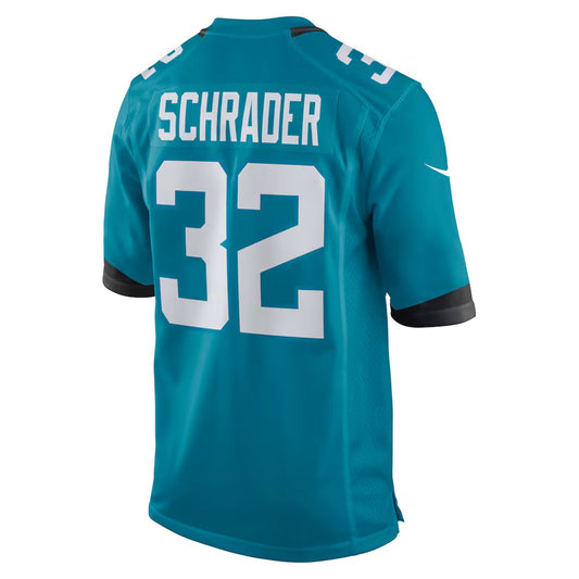 J.Jaguars #32 Cody Schrader Teal Team Game American Football Jersey