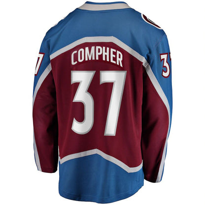 C.Avalanche #37 J.T. Compher Fanatics Branded Home Breakaway Player Jersey Burgundy Stitched American Hockey Jerseys CROVYIE