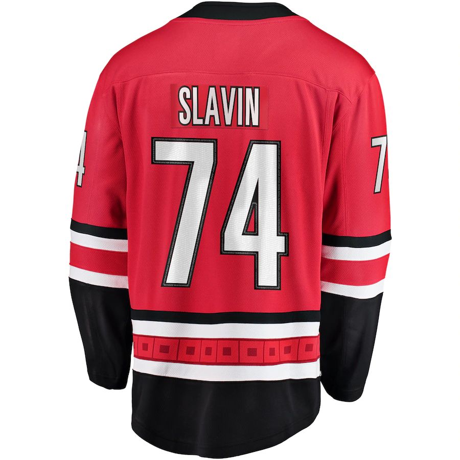 C.Hurricanes #74 Jaccob Slavin Fanatics Branded Breakaway Player Jersey Red Stitched American Hockey Jerseys CROVYIE