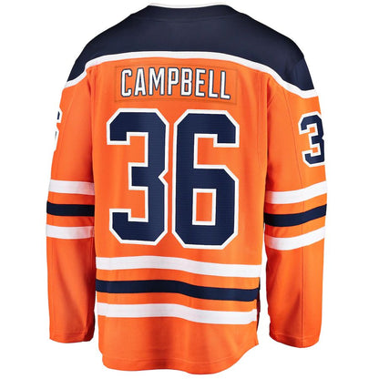 E.Oilers #36 Jack Campbell Fanatics Branded Home Breakaway Player Jersey Orange Stitched American Hockey Jerseys CROVYIE
