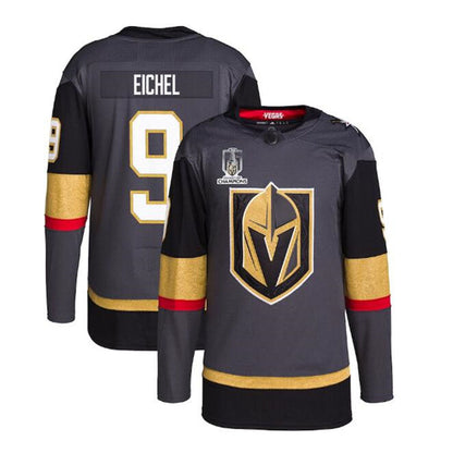 V.Golden Knights #9 Jack Eichel 2023 Stanley Cup Champions Authentic Alternate Player Jersey - Gray Hockey Jerseys CROVYIE