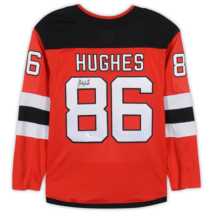 NJ.Devils #86 Jack Hughes Fanatics Authentic Autographed Breakaway Jersey Red Stitched American Hockey Jerseys CROVYIE