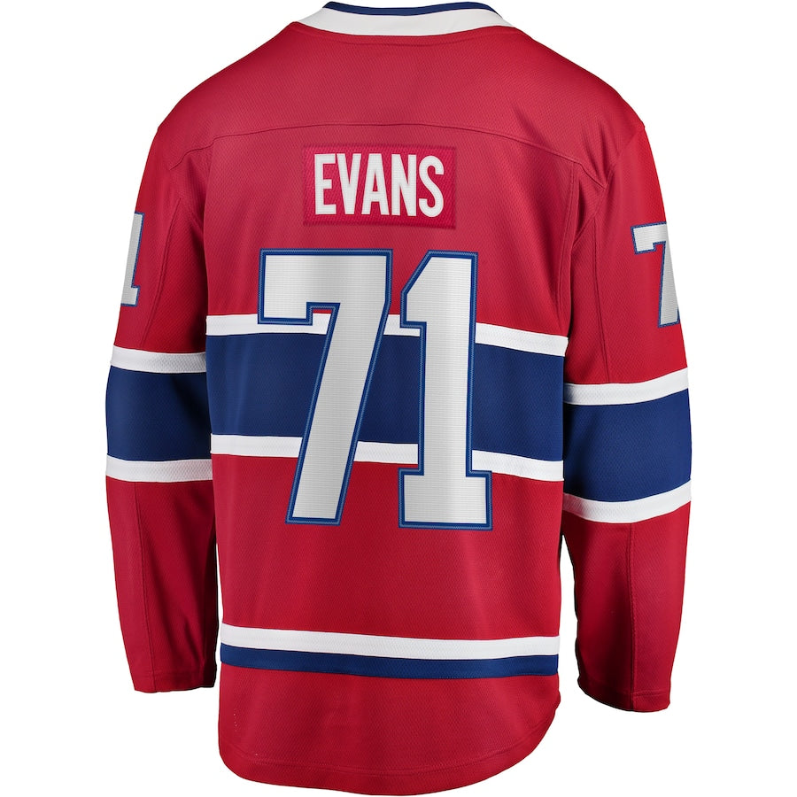 M.Canadiens #71 Jake Evans Fanatics Branded Home Breakaway Player Jersey Red Stitched American Hockey Jerseys CROVYIE