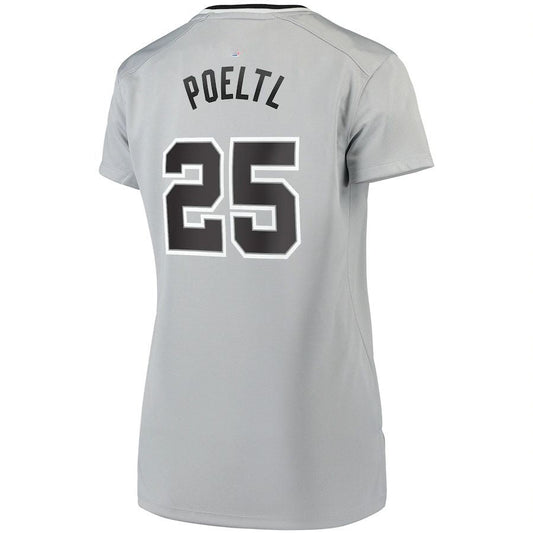 S.Antonio Spurs #25 Jakob Poeltl Fanatics Branded Women's Fast Break Replica Player Jersey Statement Edition Silver Stitched American Basketball Jersey