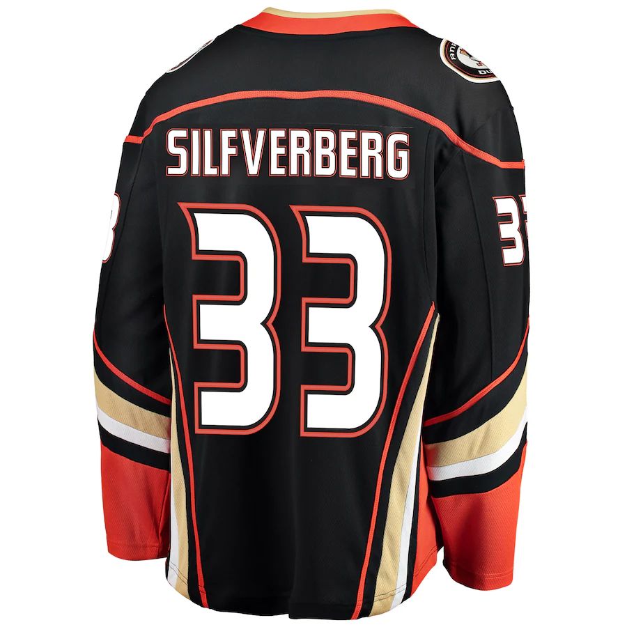 A.Ducks #33 Jakob Silfverberg Fanatics Branded Breakaway Player Jersey Black Stitched American Hockey Jerseys CROVYIE