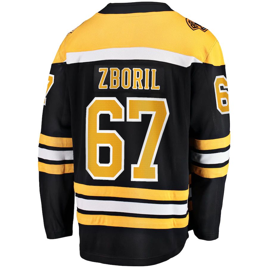 B.Bruins #67 Jakub Zboril Fanatics Branded Home Breakaway Player Jersey Black Stitched American Hockey Jerseys CROVYIE