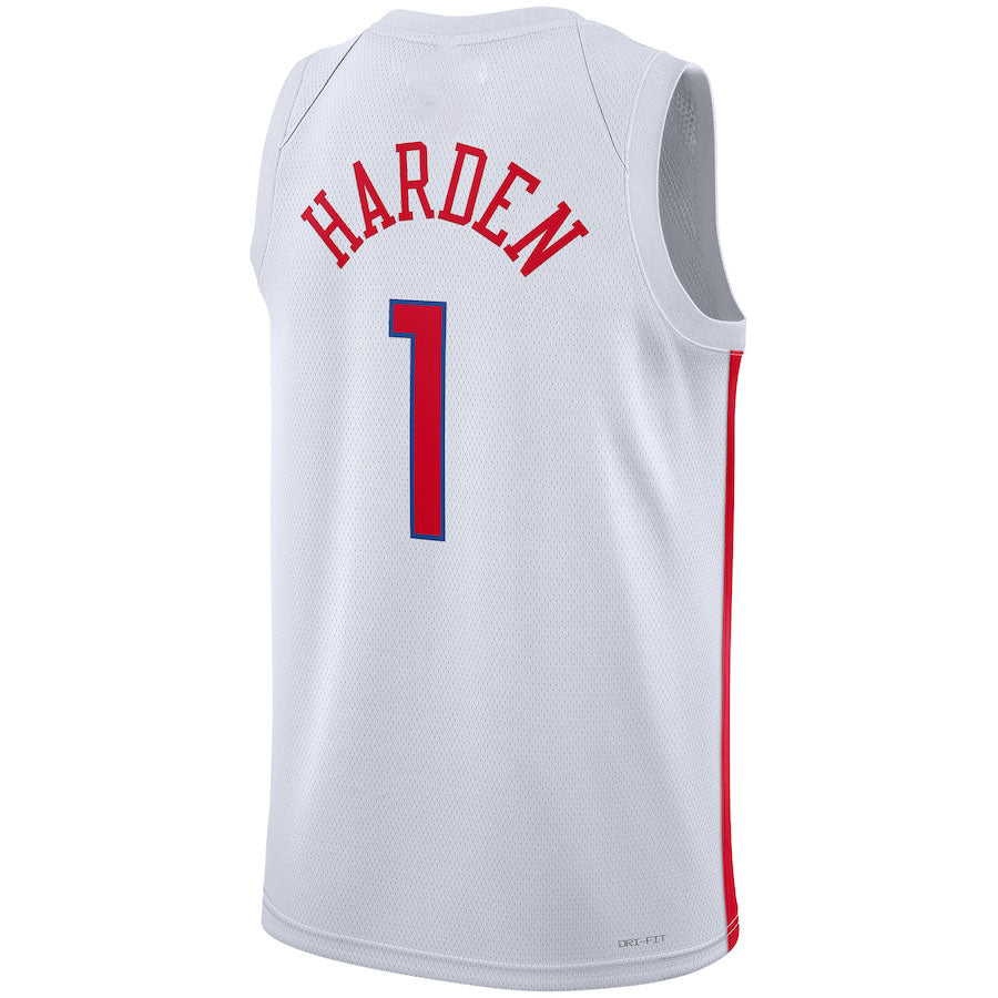 PH.76ers #1 James Harden Unisex 2022-23 Swingman Jersey City Edition White Stitched American Basketball Jersey