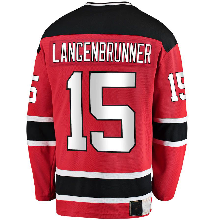 NJ.Devils #15 Jamie Langenbrunner Fanatics Branded Premier Breakaway Retired Player Jersey Red Stitched American Hockey Jerseys CROVYIE
