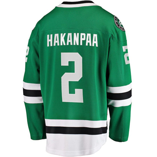 D.Stars #2 Jani Hakanpaa Fanatics Branded Home Breakaway Player Jersey Kelly Green Stitched American Hockey Jerseys CROVYIE