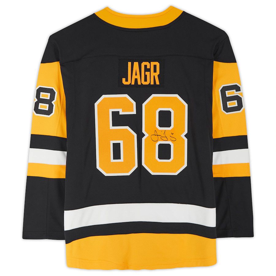 P.Penguins #68 Jaromir Jagr Fanatics Authentic Autographed Fanatics Breakaway Jersey Black Stitched American Hockey Jerseys CROVYIE