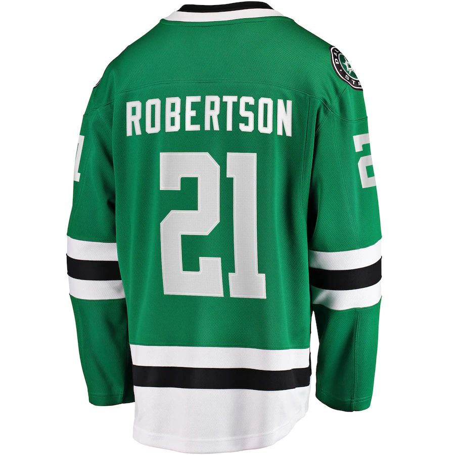 D.Stars #21 Jason Robertson Fanatics Branded 2017-18 Home Breakaway Replica Jersey Kelly Green Stitched American Hockey Jerseys CROVYIE